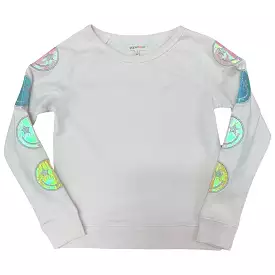 Paper Flower Star Eye Smiley Crop Pink Sweatshirt