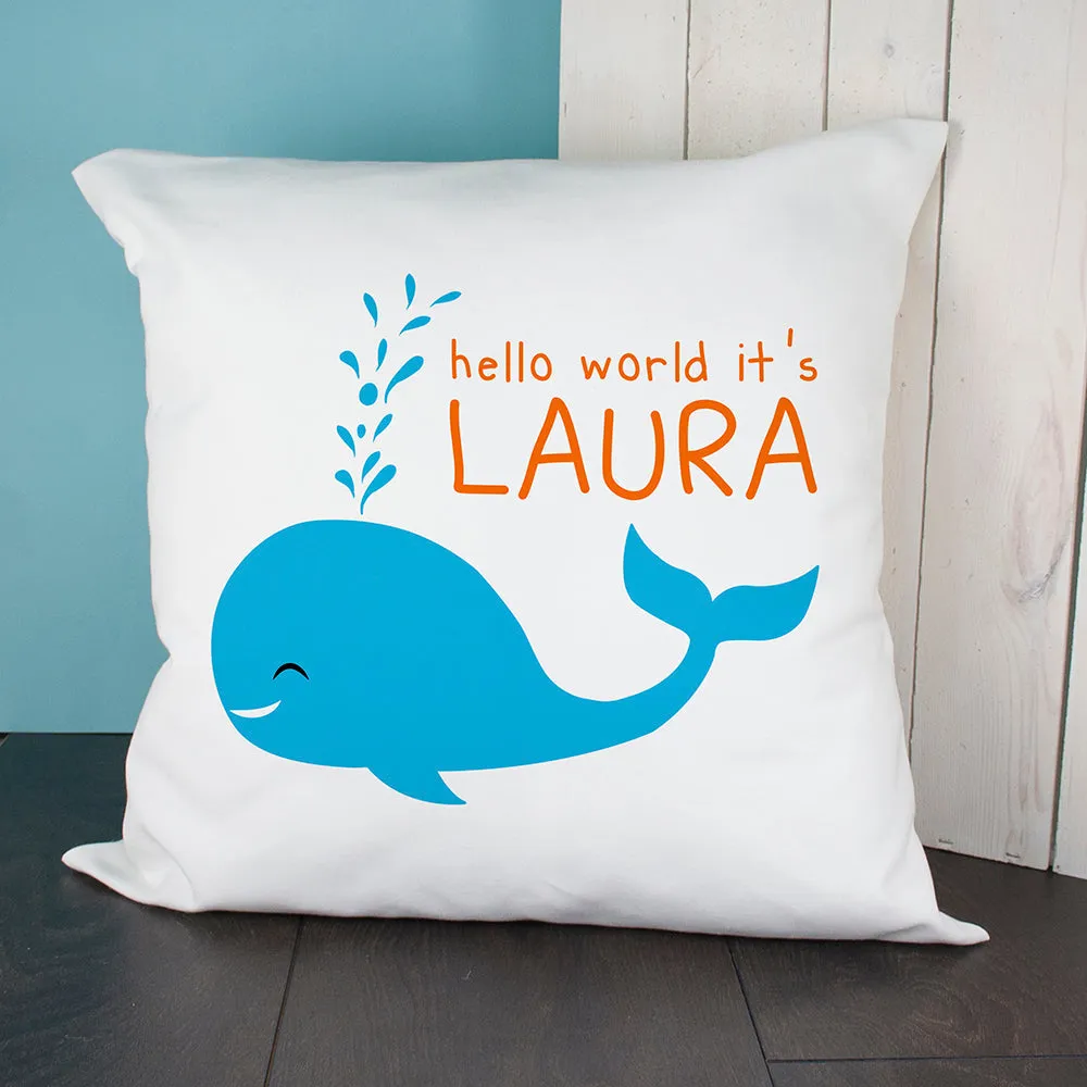 Personalised Hello Whale Cushion Cover