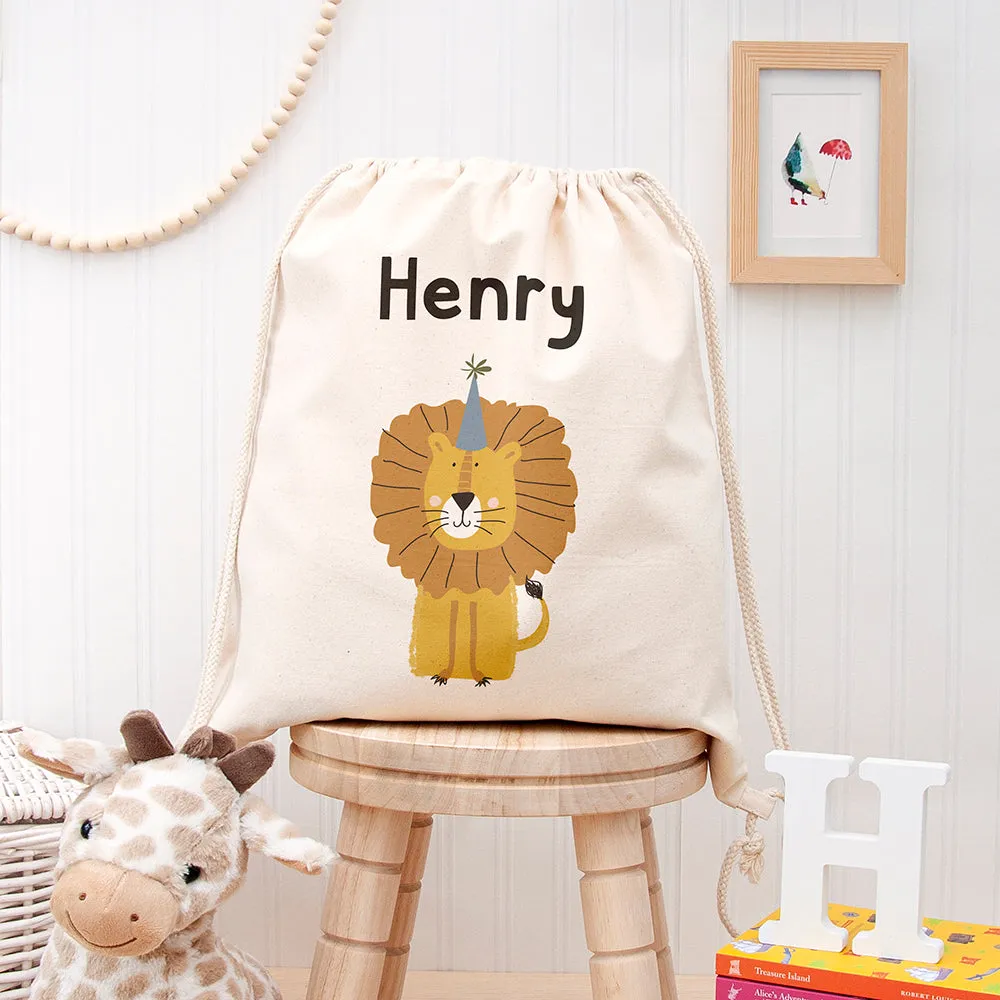 Personalised Lion Cotton Nursery Bag