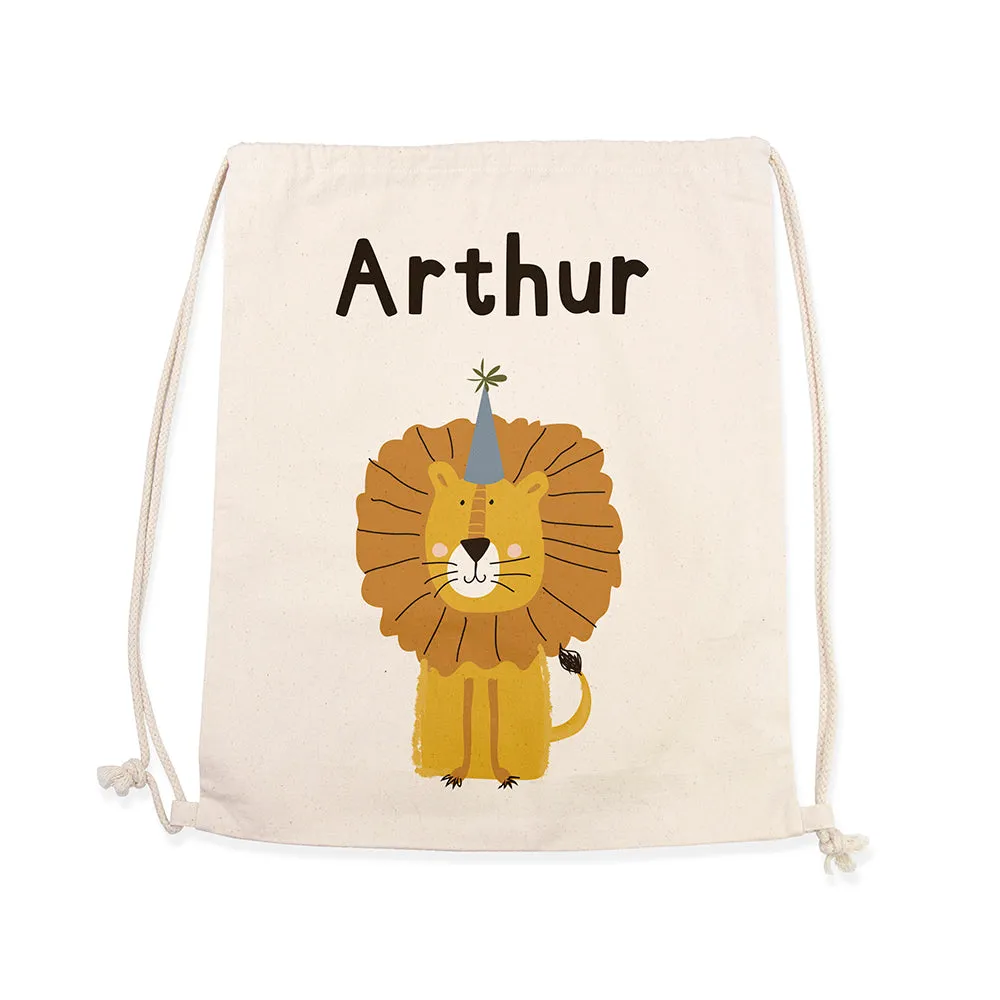 Personalised Lion Cotton Nursery Bag