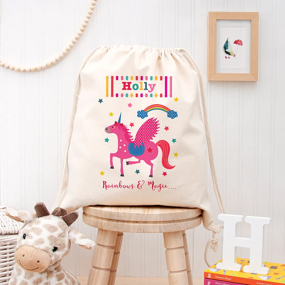 Personalised Unicorn Cotton Nursery Bag