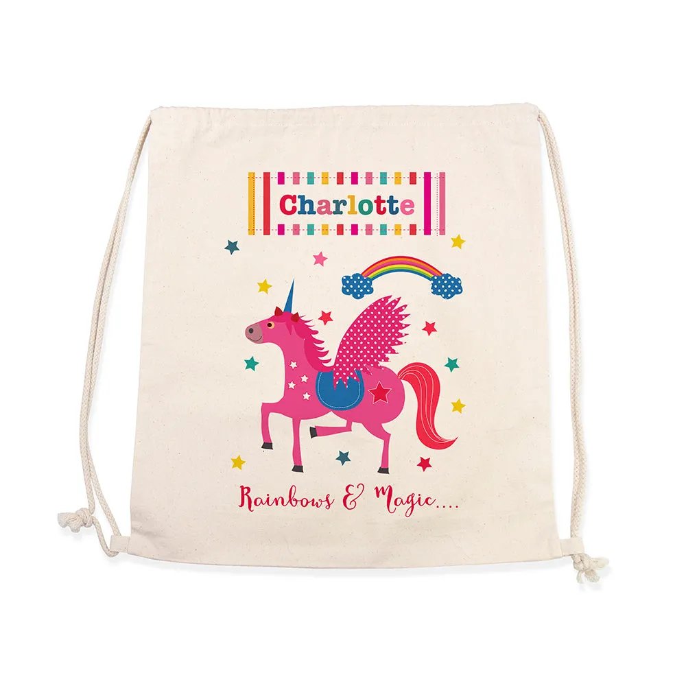 Personalised Unicorn Cotton Nursery Bag