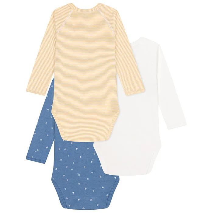 Petit Bateau Baby Set Of Three Bodysuits With Paw Print