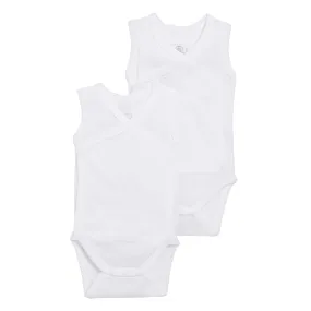 Petit Bateau Baby Set Of Two Sleeveless Kimono Close Bodysuits White