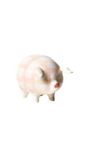 Pink Gingham Piggy Bank