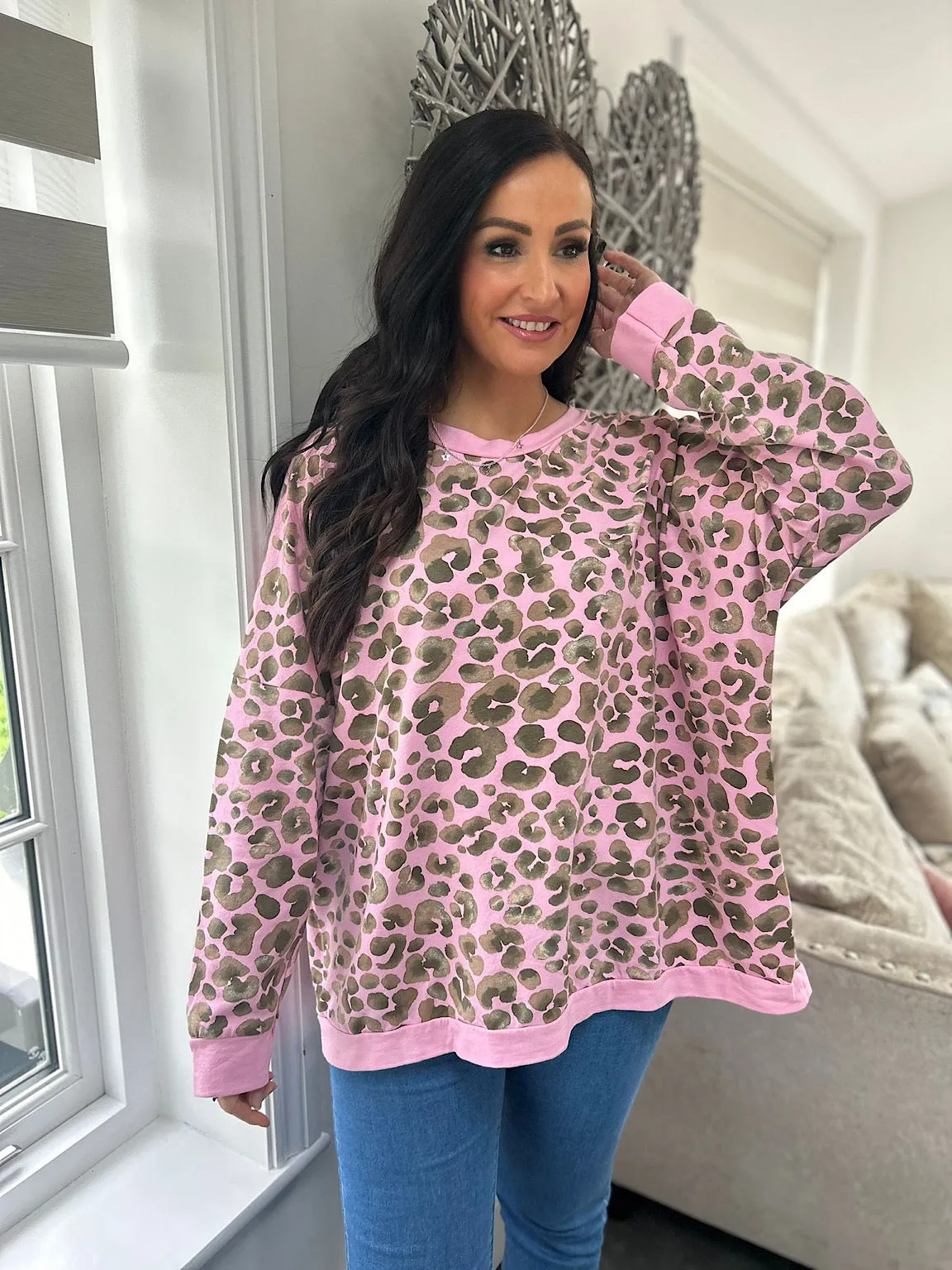 Pink Leopard Print Sweatshirt Kirsty