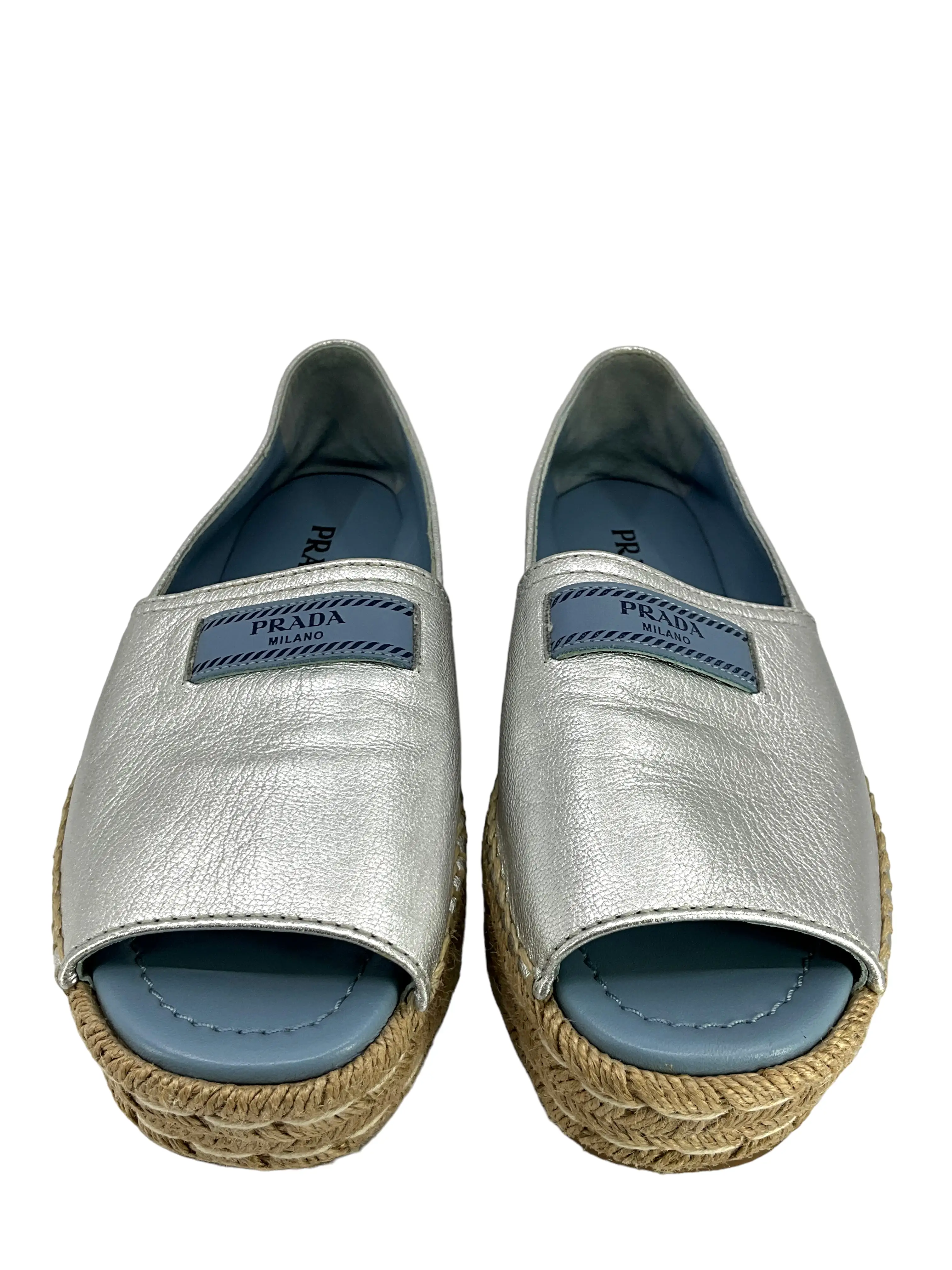 PRADA Metallic Double-Sole Espadrille Sandals Size 8