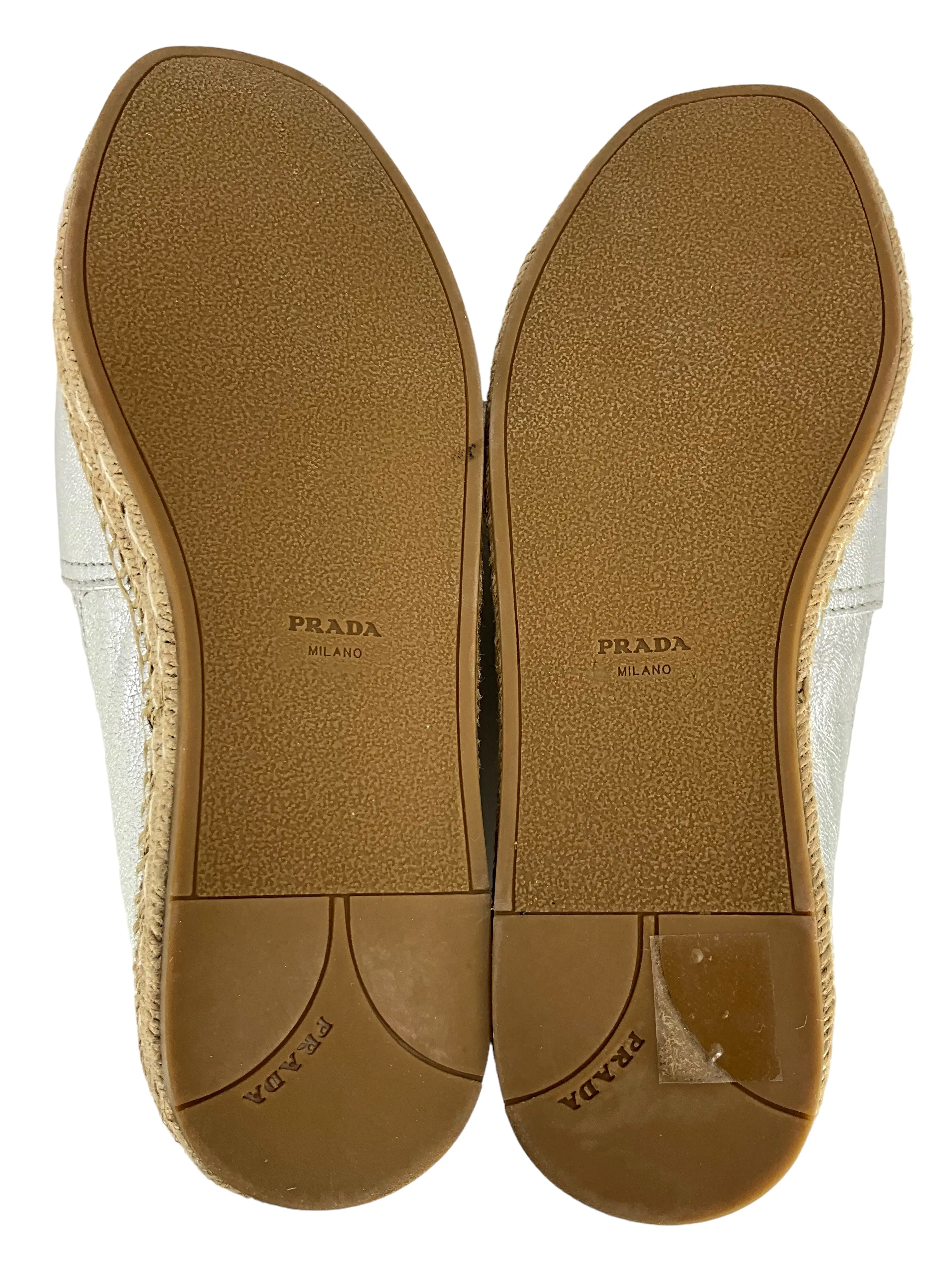 PRADA Metallic Double-Sole Espadrille Sandals Size 8