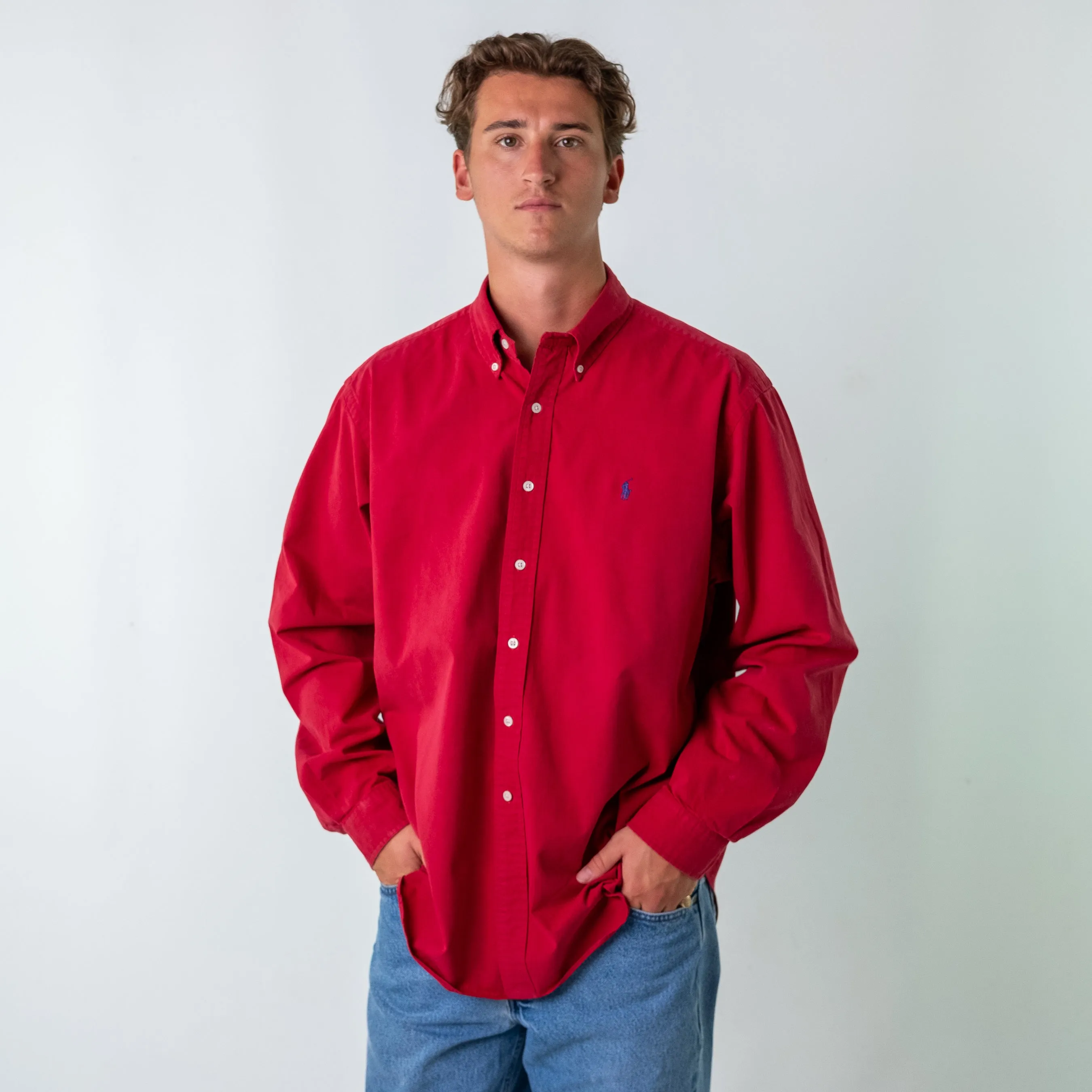 Red 90s Polo Ralph Lauren Longsleeve Casual Shirt (XXL)