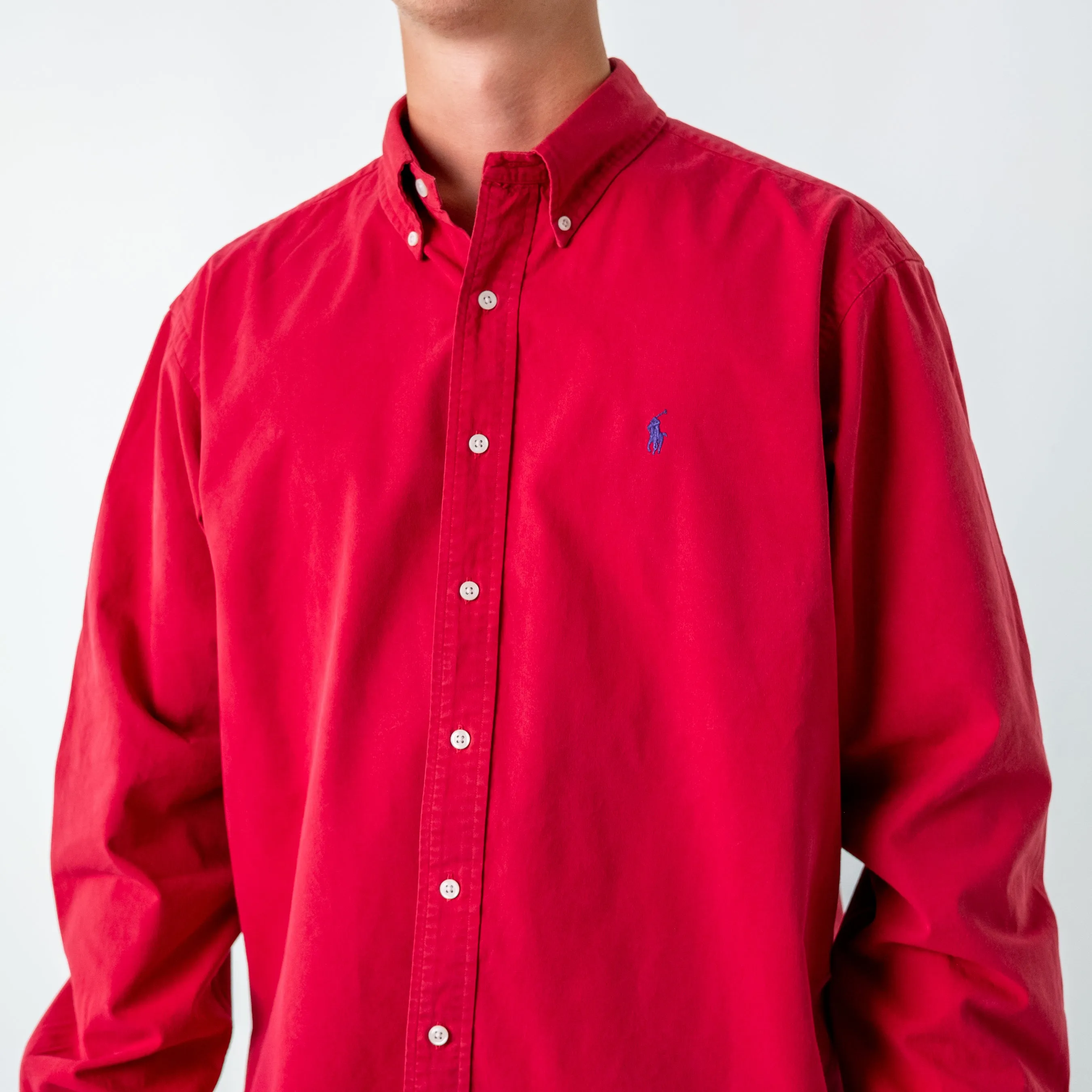 Red 90s Polo Ralph Lauren Longsleeve Casual Shirt (XXL)