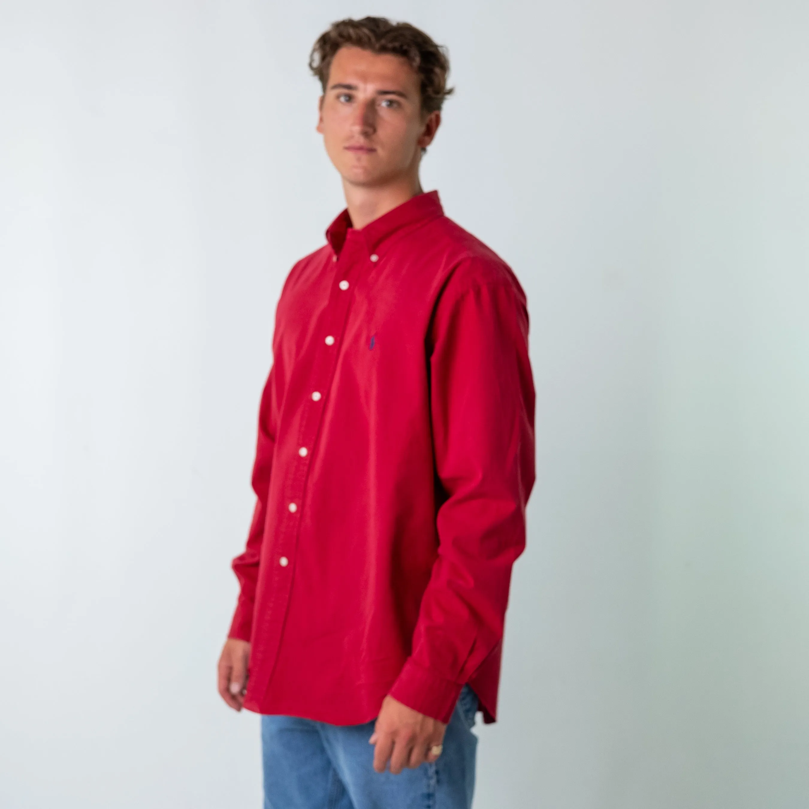 Red 90s Polo Ralph Lauren Longsleeve Casual Shirt (XXL)