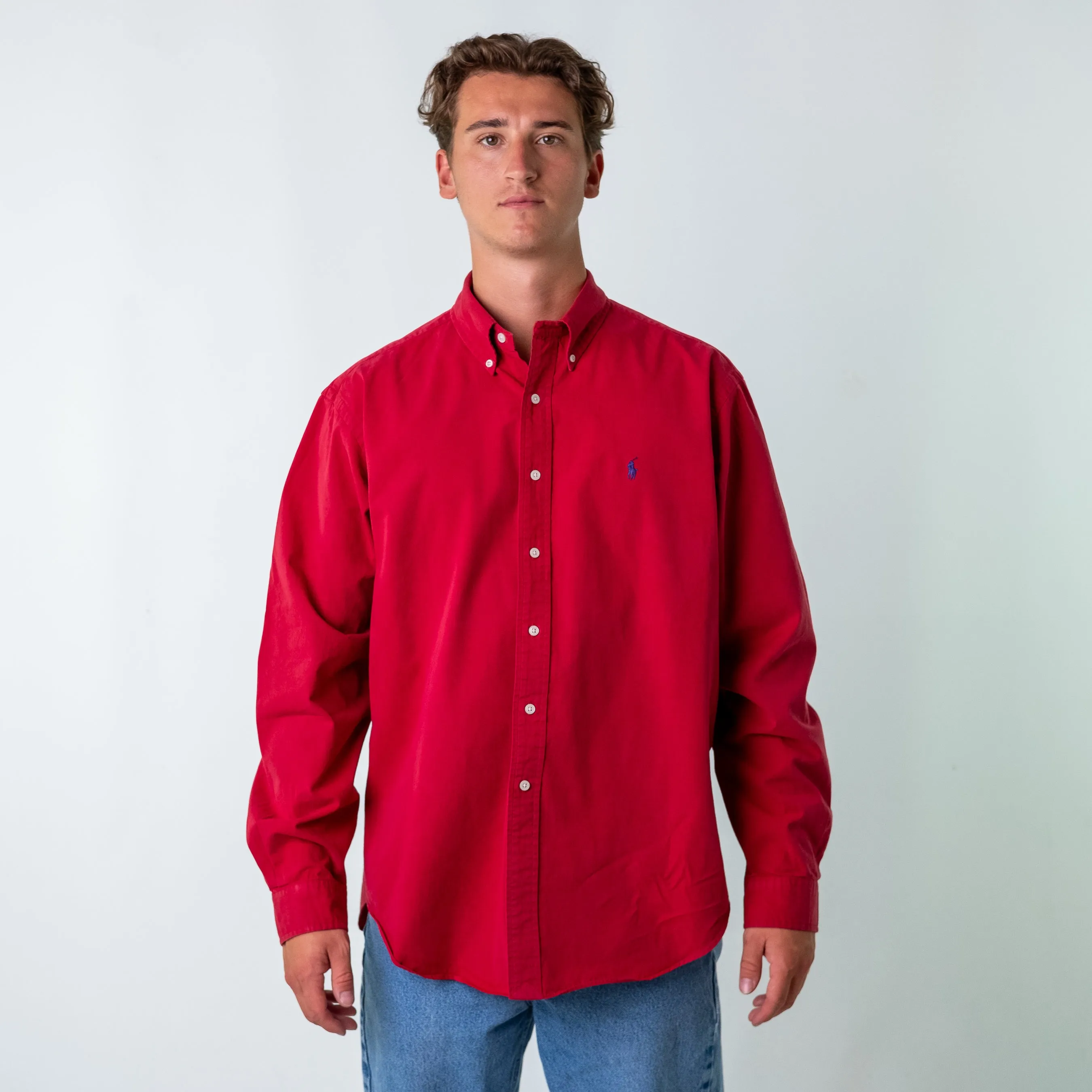 Red 90s Polo Ralph Lauren Longsleeve Casual Shirt (XXL)