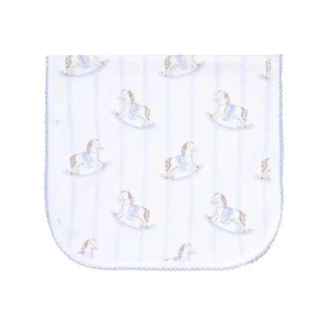 Rocking Horse Burp Cloth - Blue