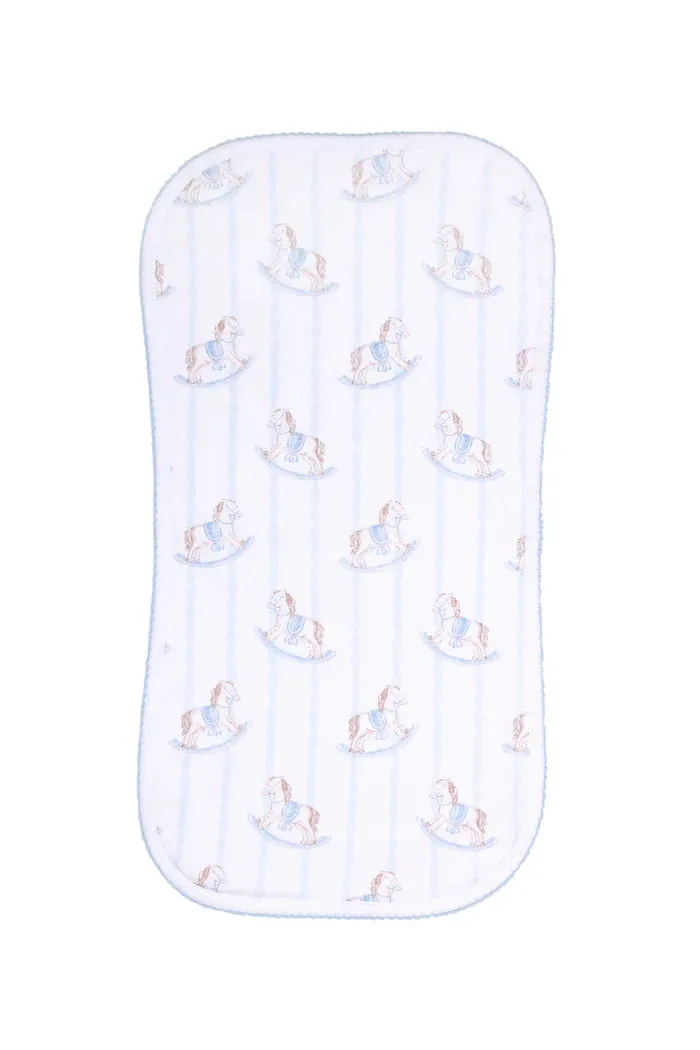 Rocking Horse Burp Cloth - Blue