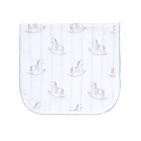 Rocking Horse Burp Cloth - Blue