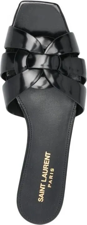 Saint Laurent Tribute leather flat sandals Black