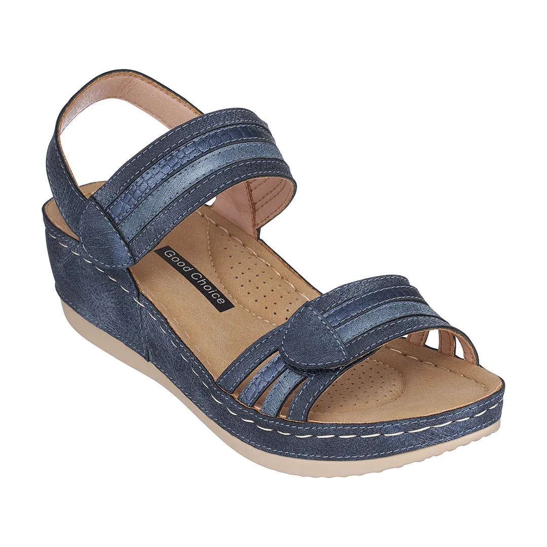 Samar Blue Wedge Sandals