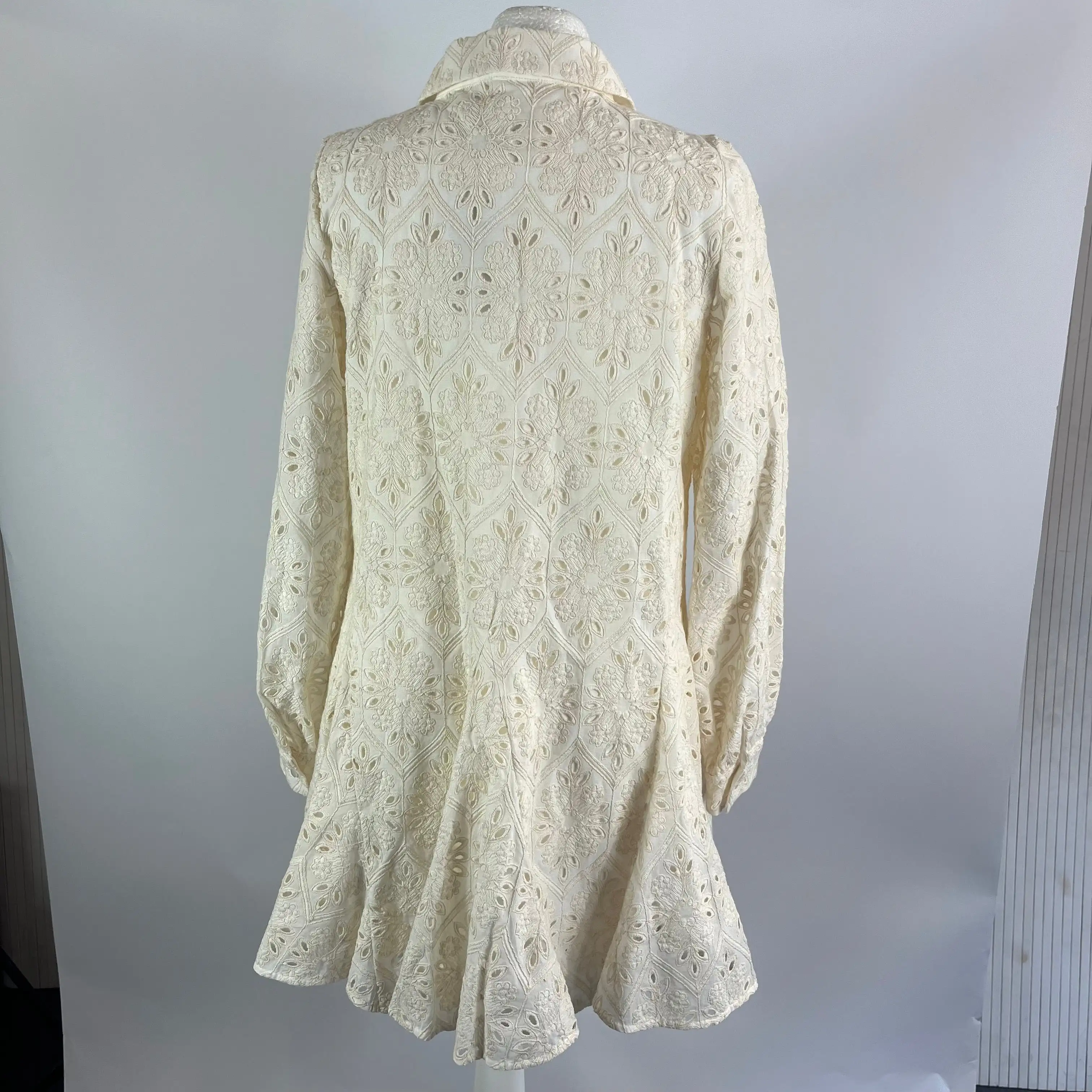 Sezane Brand New Cream Embroidered Mini Dress S