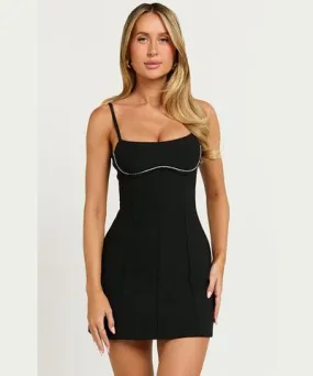 Showpo Sheryl Mini Dress - Sleeveless with Bust Detailing Dress in Black