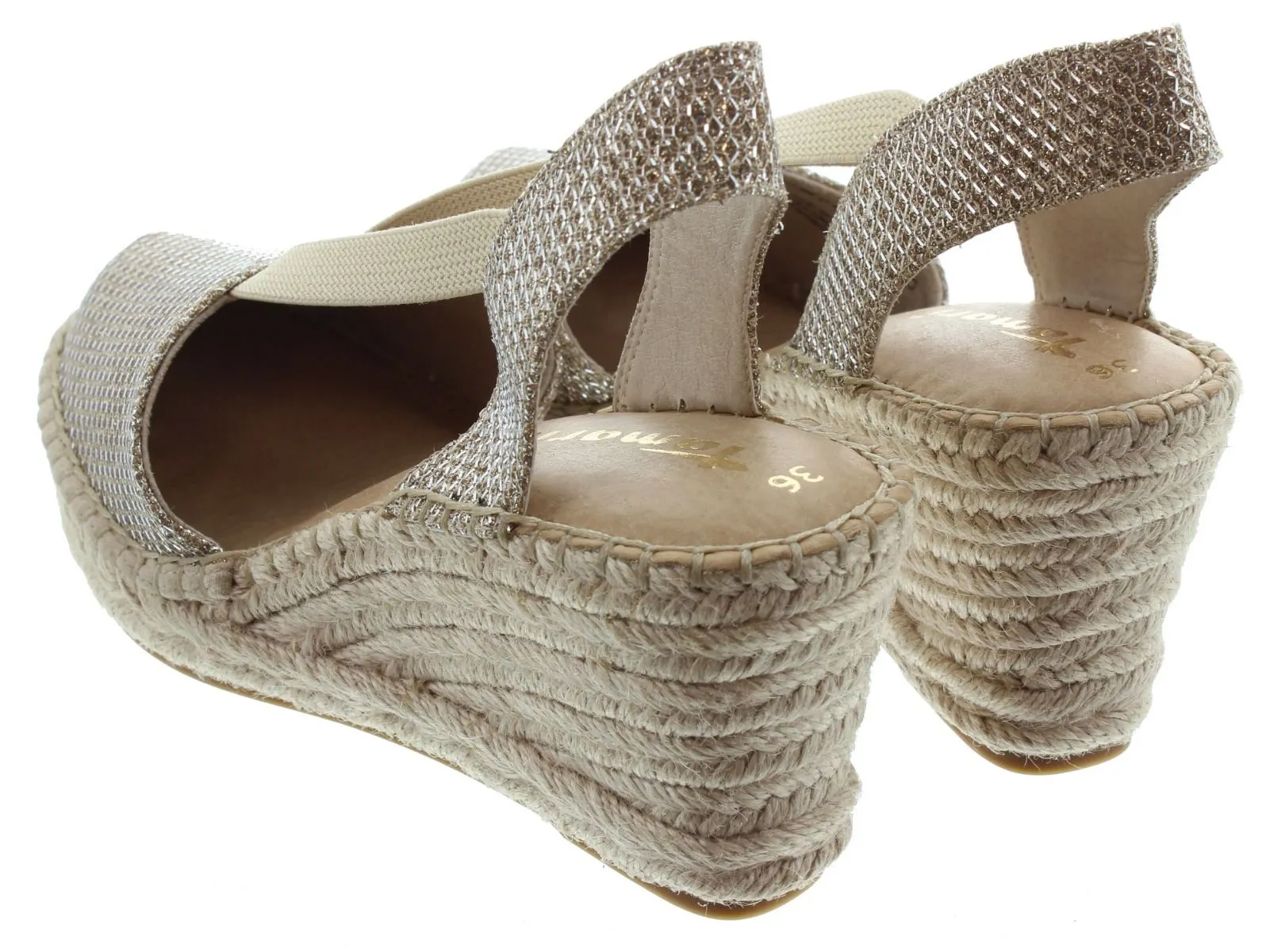 TAMARIS Ladies 29603 Wedge Espadrille Sandals In Gold