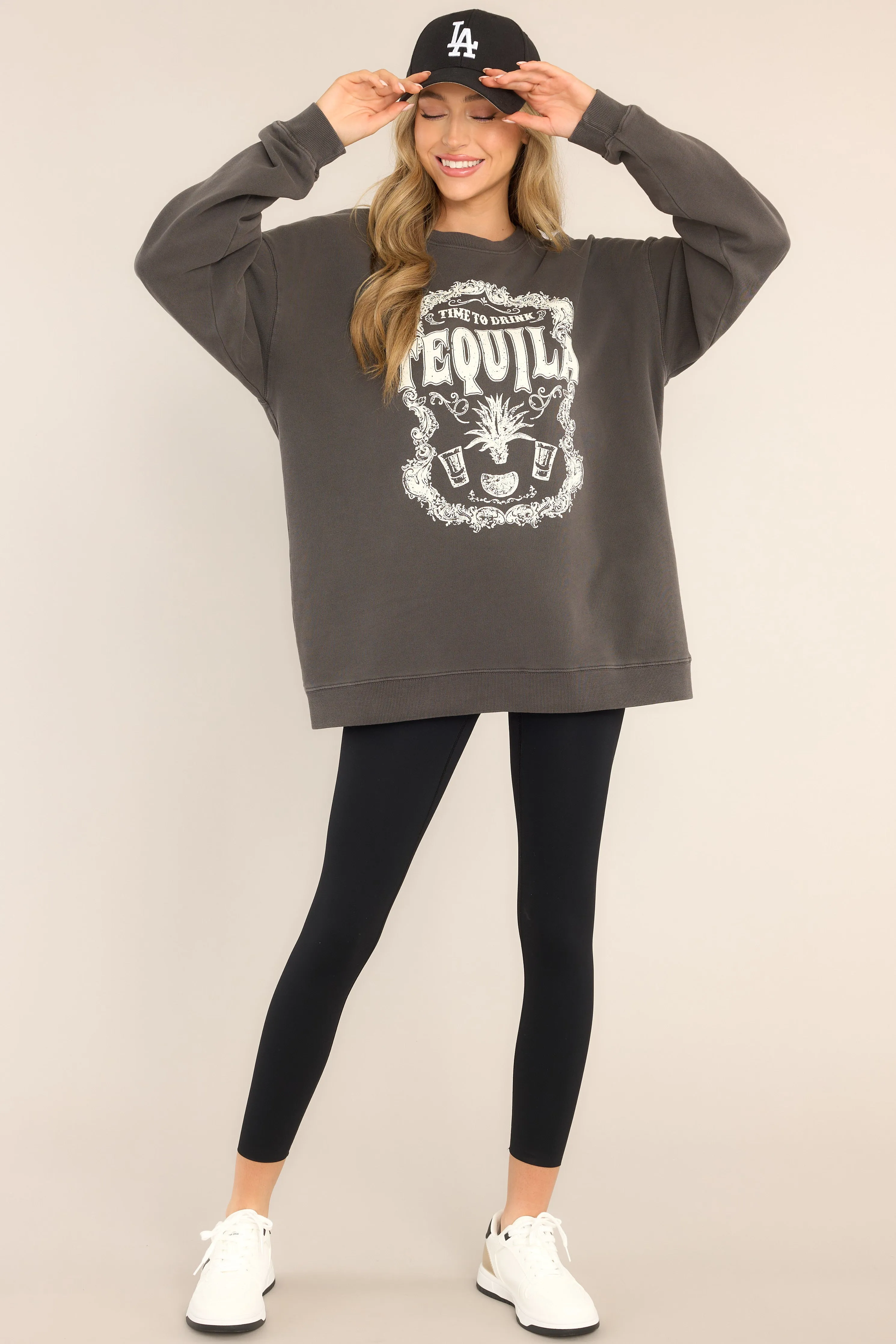 Tequila Time Charcoal Oversized Sweatshirt