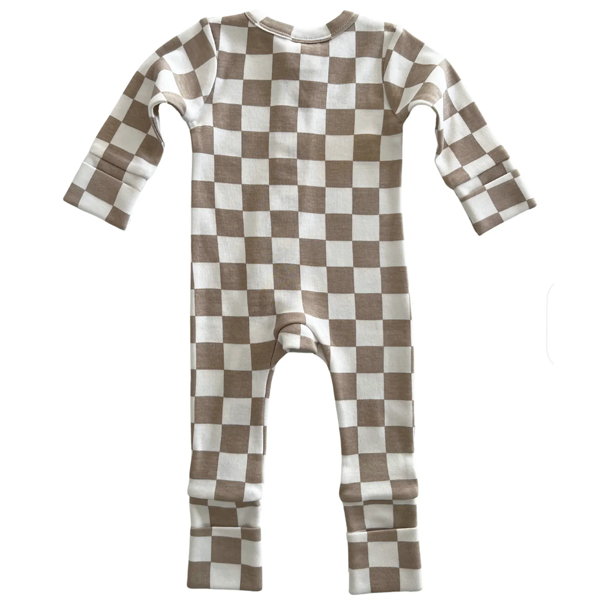 Tiramisu Checkerboard / Organic 2-Way Zip Romper