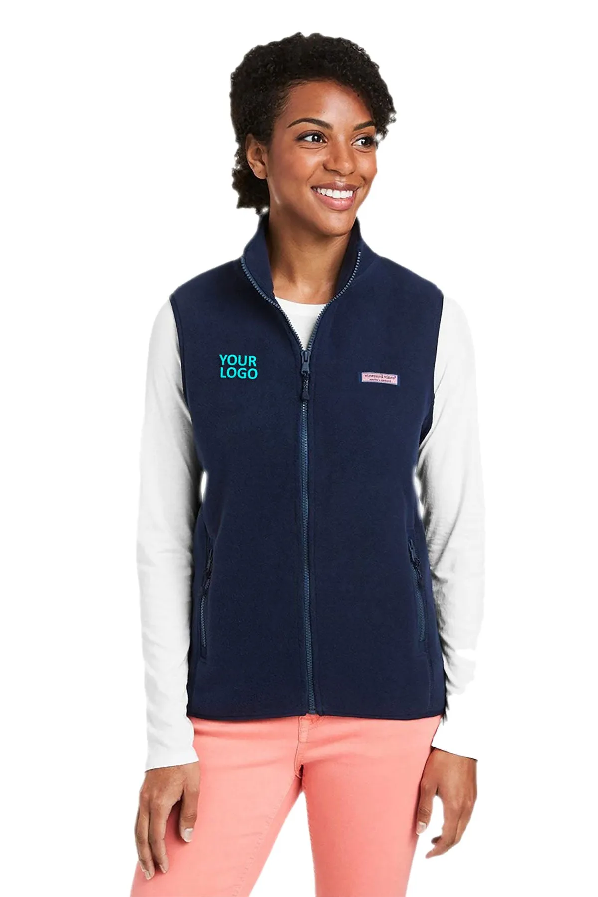 Vineyard Vines Custom Ladies Harbor Fleece Vests, Vineyard Navy