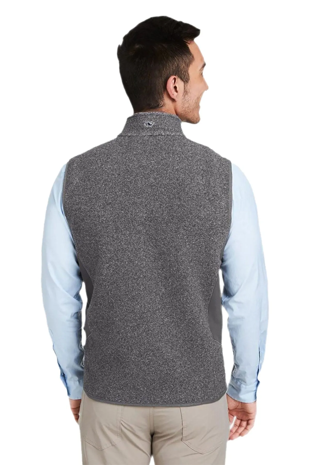 Vineyard Vines Custom Mens Harbor Fleece Vests, Charcoal Heather