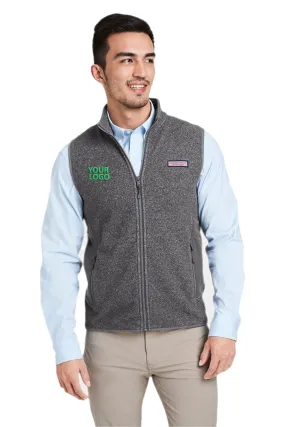 Vineyard Vines Custom Mens Harbor Fleece Vests, Charcoal Heather