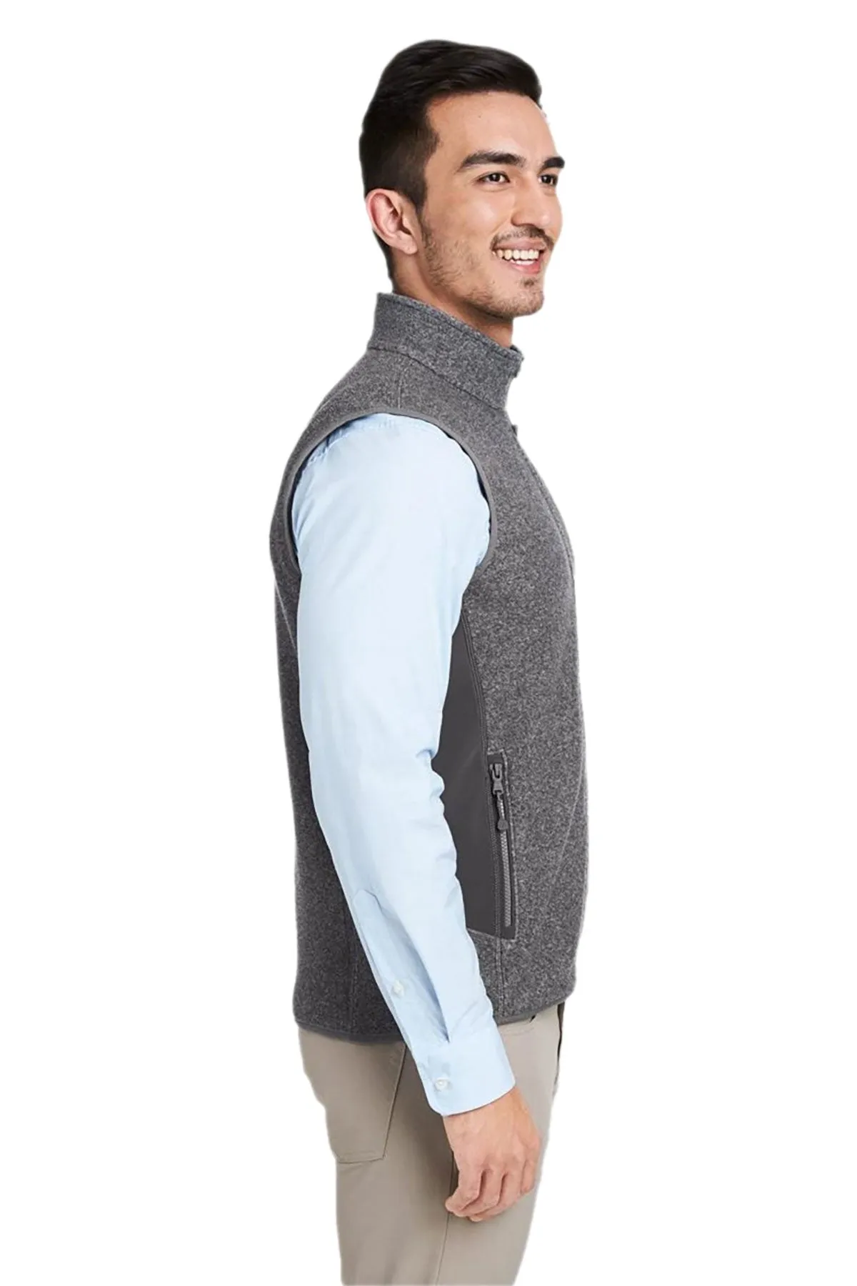 Vineyard Vines Custom Mens Harbor Fleece Vests, Charcoal Heather