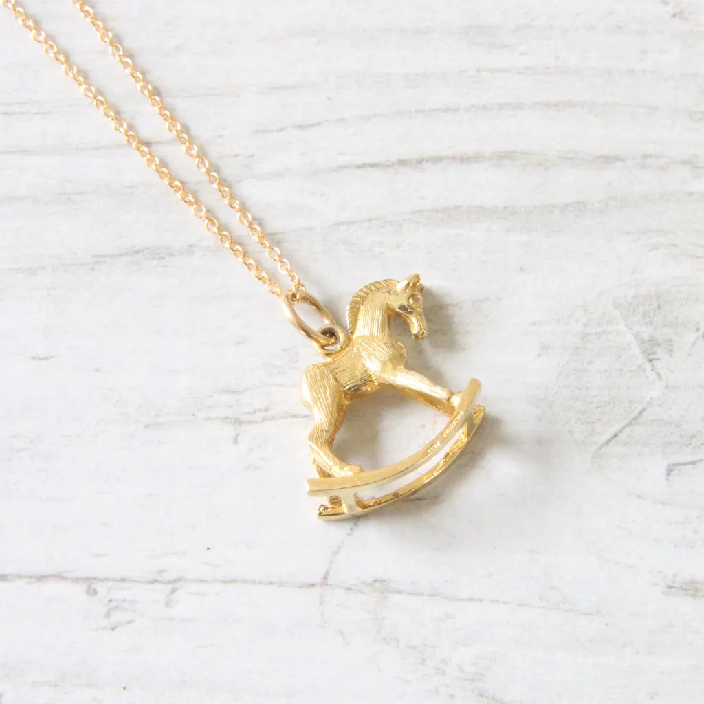 Vintage 9ct Gold Rocking Horse Charm Pendant