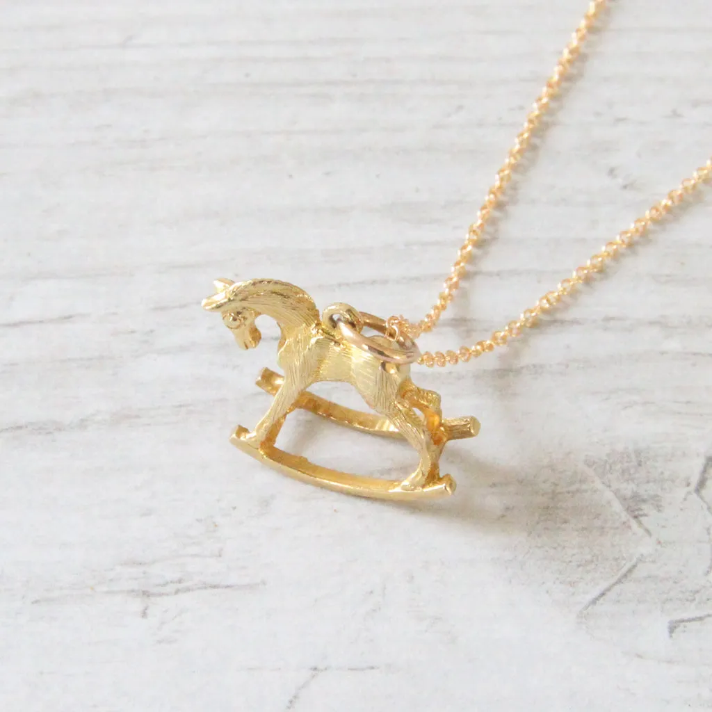 Vintage 9ct Gold Rocking Horse Charm Pendant