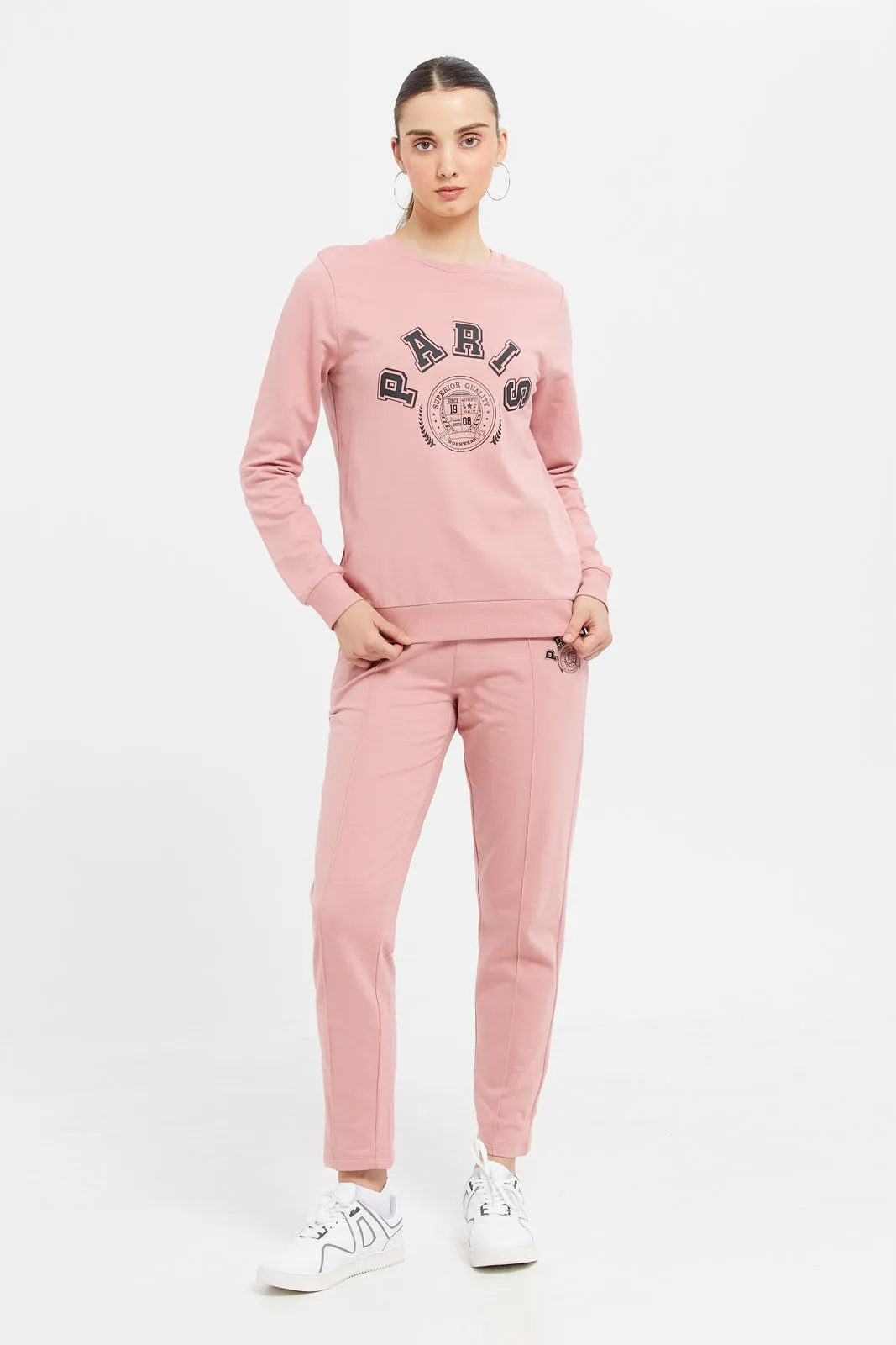 Women Pink Printed Sweatshirt