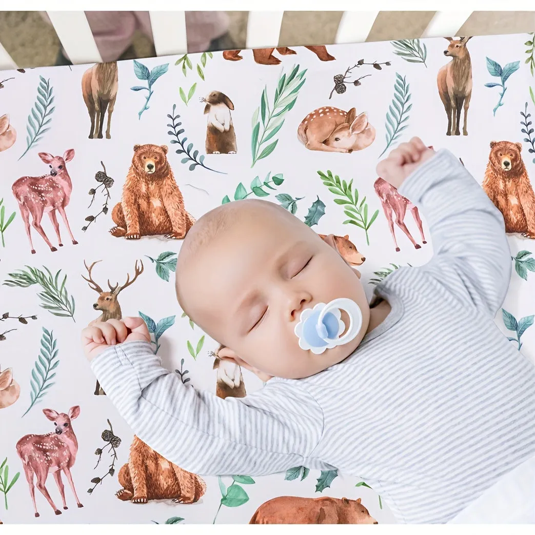 Woodland Forest Animals Baby Crib Sheets Unisex 4Pack Set