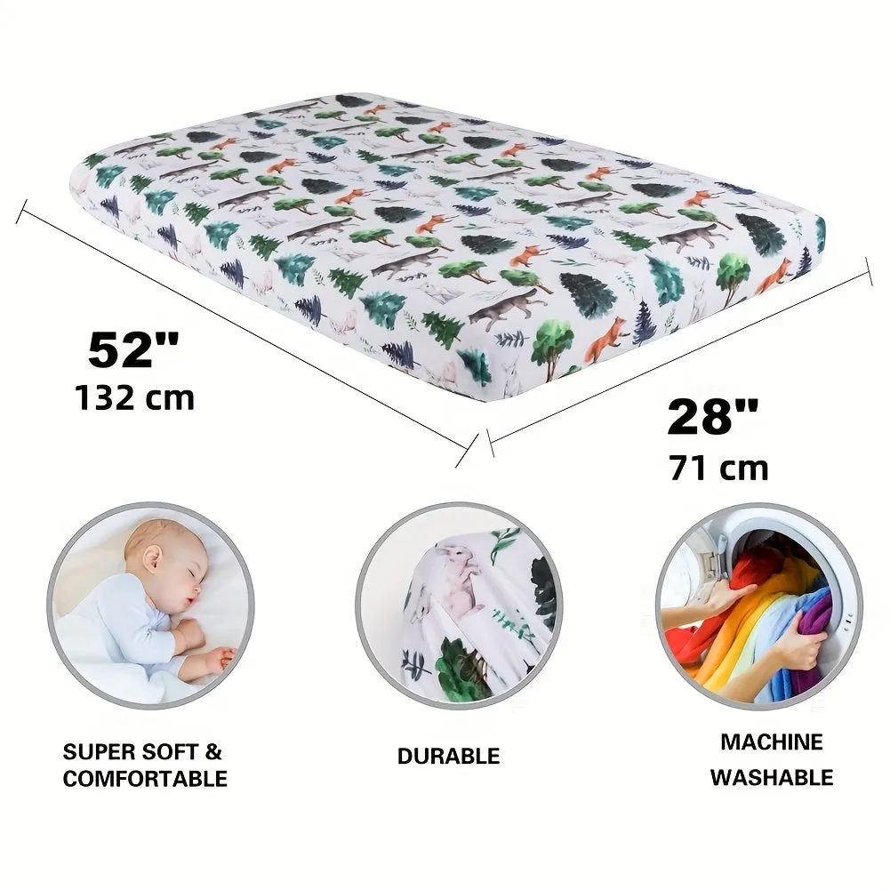 Woodland Forest Animals Baby Crib Sheets Unisex 4Pack Set