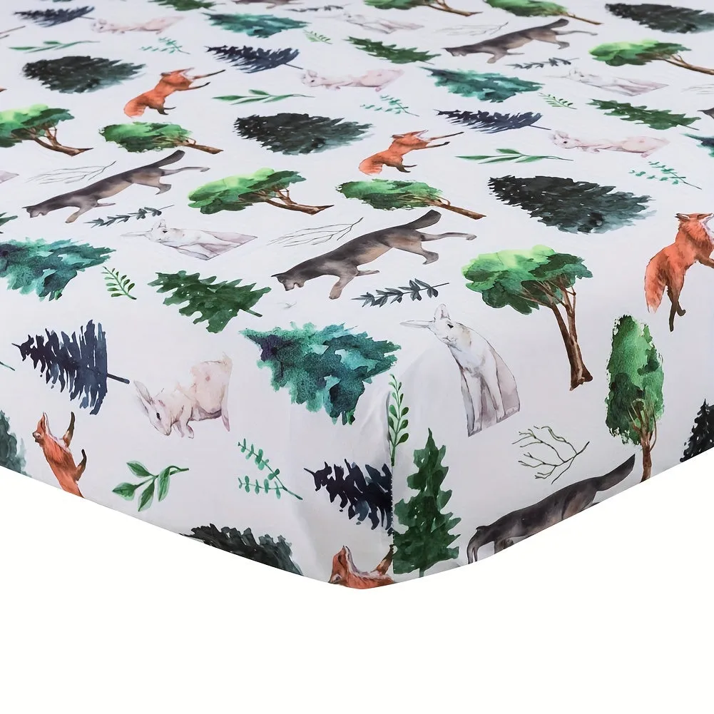 Woodland Forest Animals Baby Crib Sheets Unisex 4Pack Set