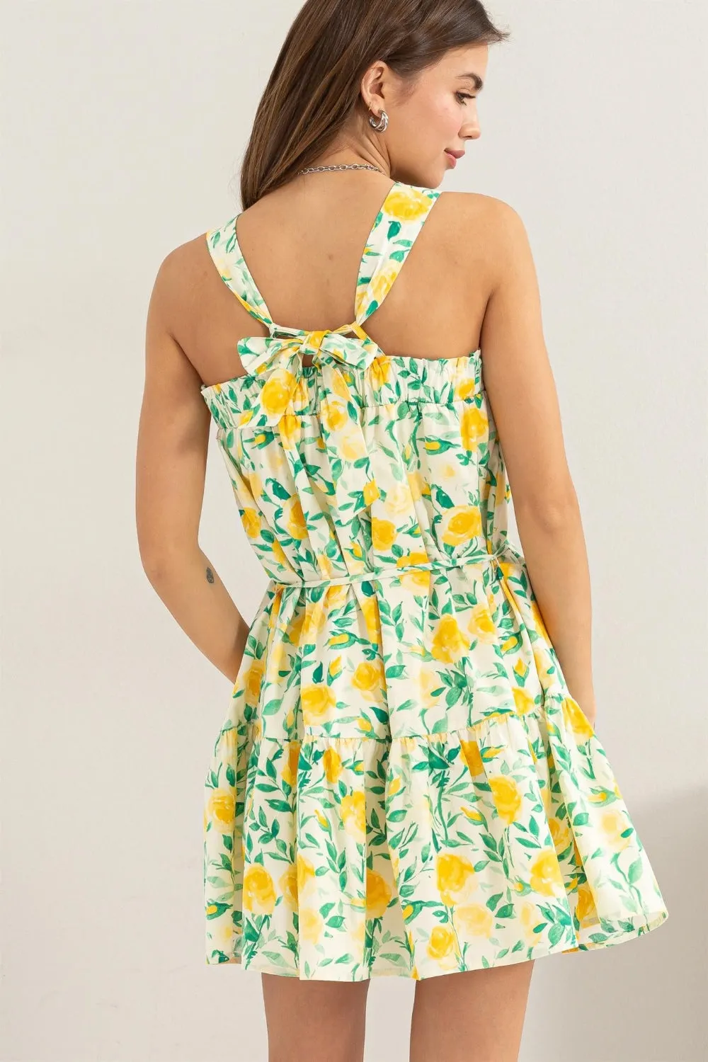 YELLOW FLORALS MINI DRESS