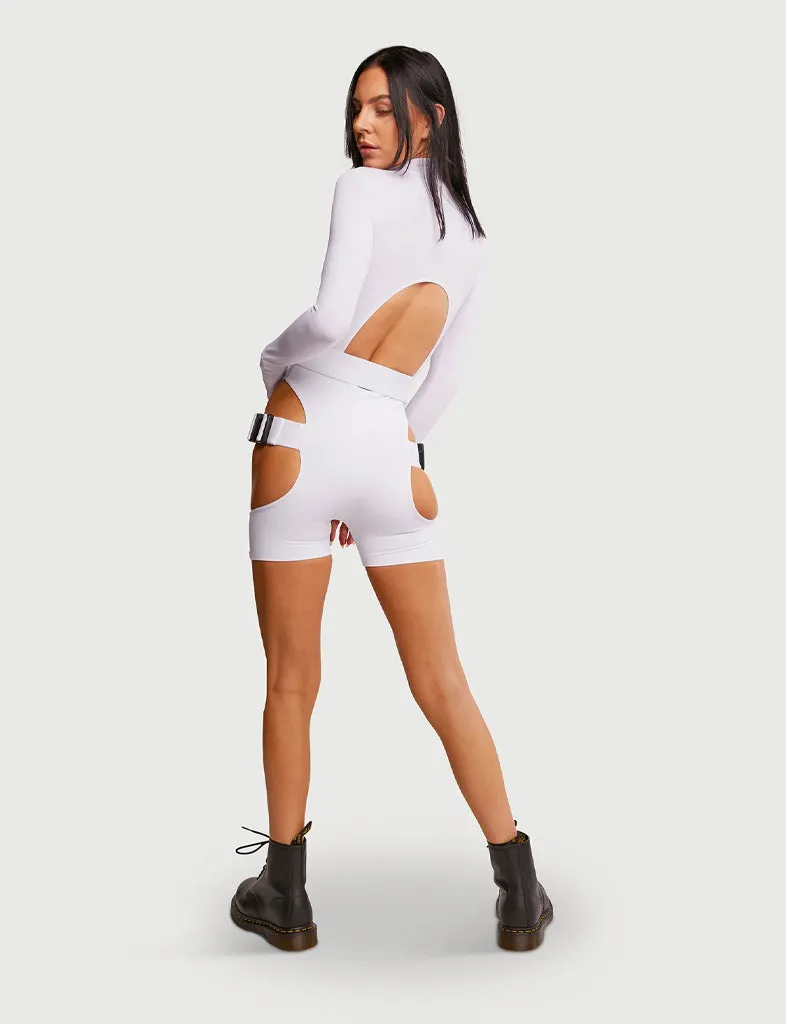 ZIP FRONT LEOTARD - WHITE